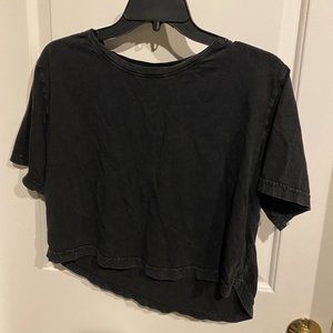 Women's Black Crop Top Short Sleeve